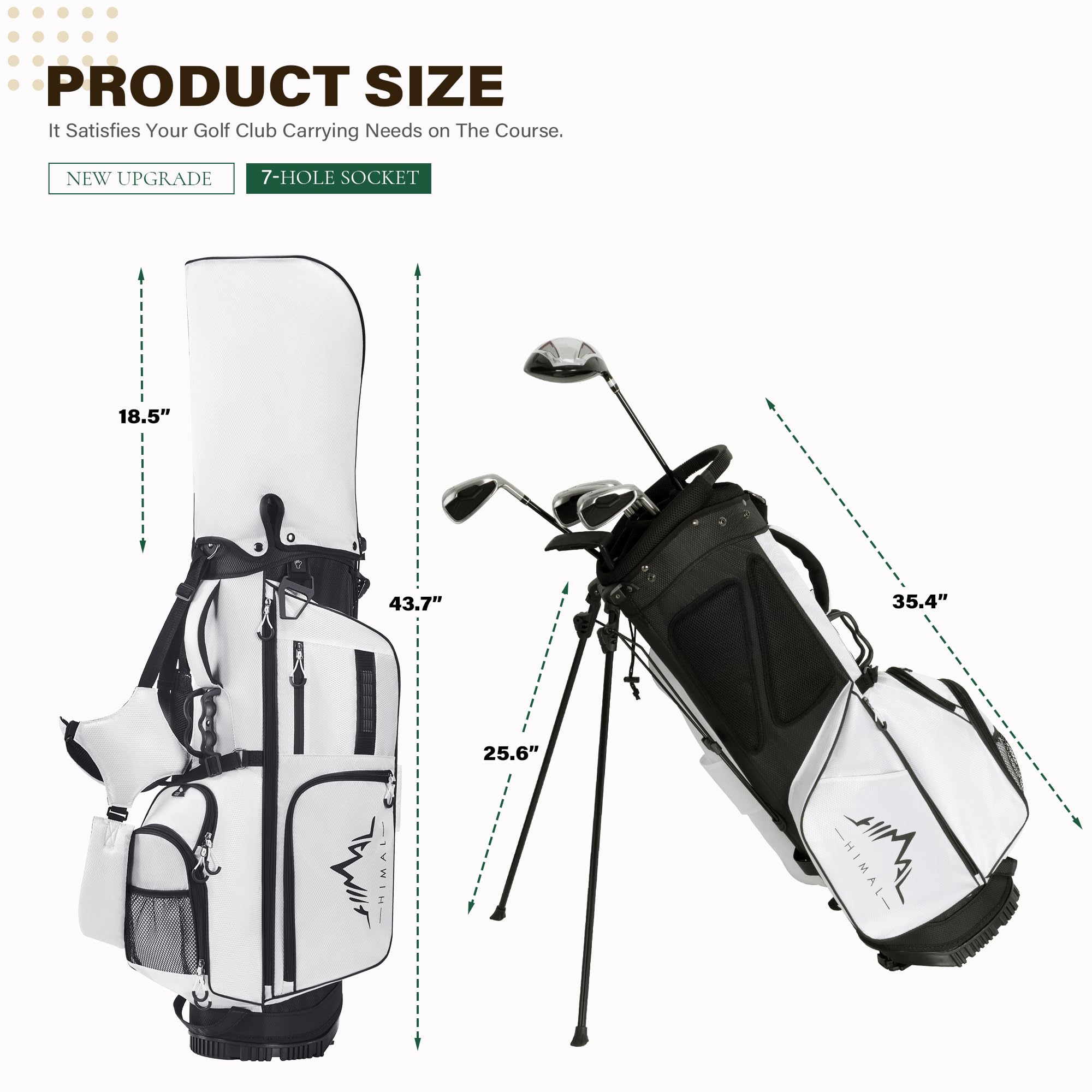 Golf Stand Bag with 7 Way Top Dividers, Lightweight Golf Bags for Men Women with Multiple Pockets, Dual Straps