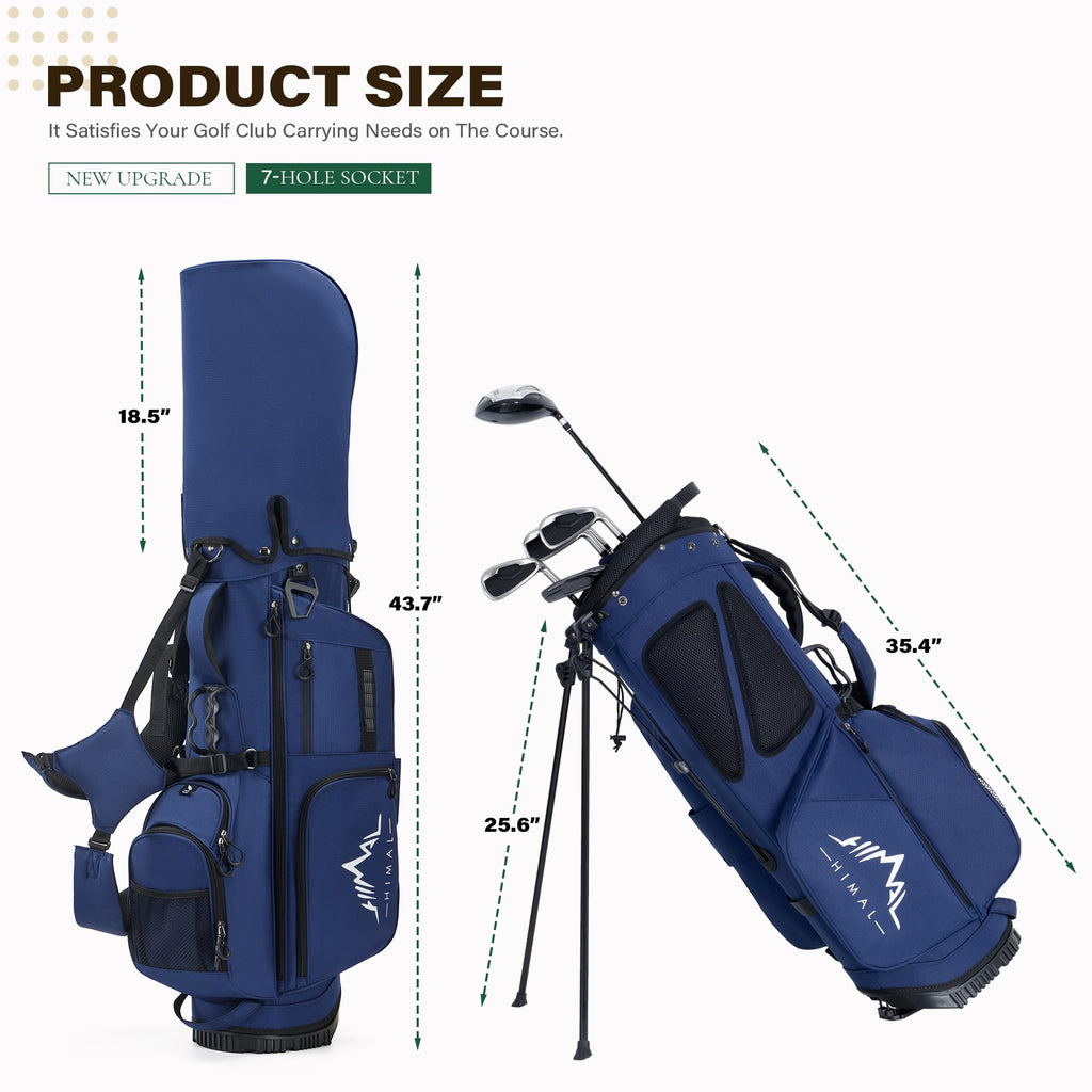 Golf Stand Bag with 7 Way Top Dividers, Lightweight Golf Bags for Men Women with Multiple Pockets, Dual Straps