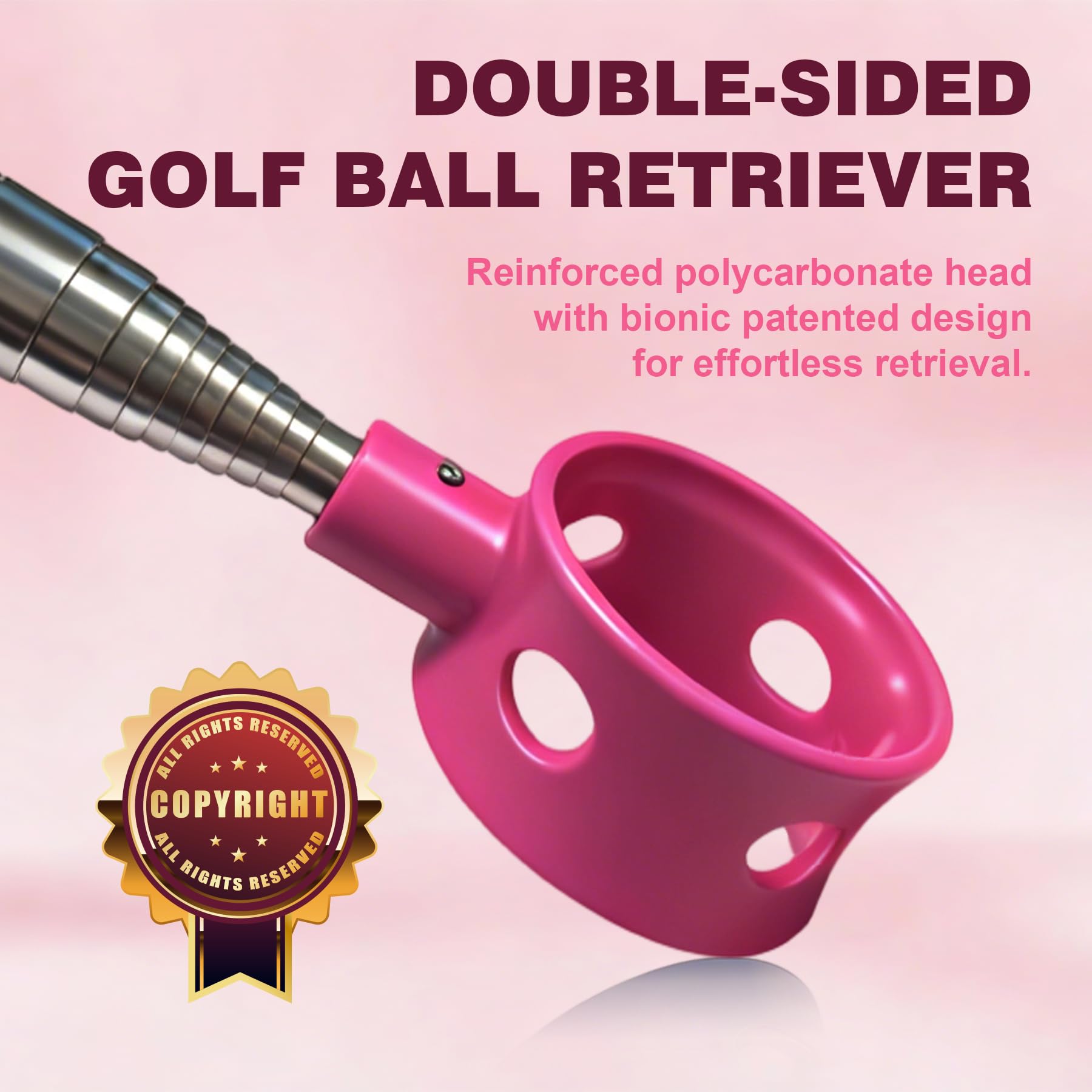 Golf Ball Retriever Telescopic for Water, GolfBall Grabber Tool, Golf Accessories Gifts for Women, Men & Golfers, Golf Balls Picker with Stainless Steel Shaft&Non-Slip Rubber Grip
