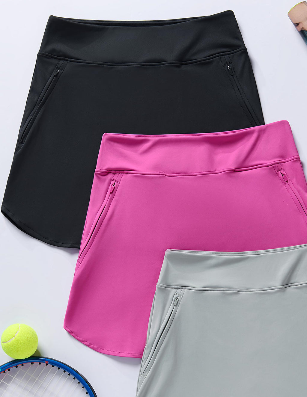 3 Pack Women’s Active Skorts with Pockets High Waist Athletic Skirts with Built-in Shorts for Tennis Golf Workout
