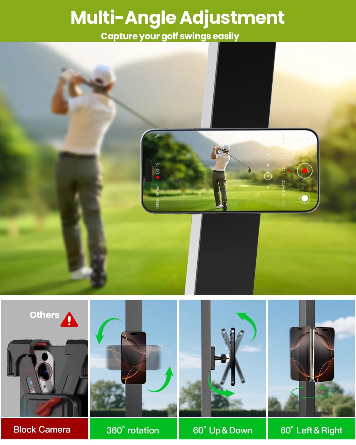 Magnetic Golf Cart Phone Holder, Golf Accessories Gifts for Men Dad Husband Unique, 360° Rotation Phone Mount for Golf Cart, Birthday Golf Gifts for Men Him Boyfriend, Golfers Must Haves Gadgets 2026