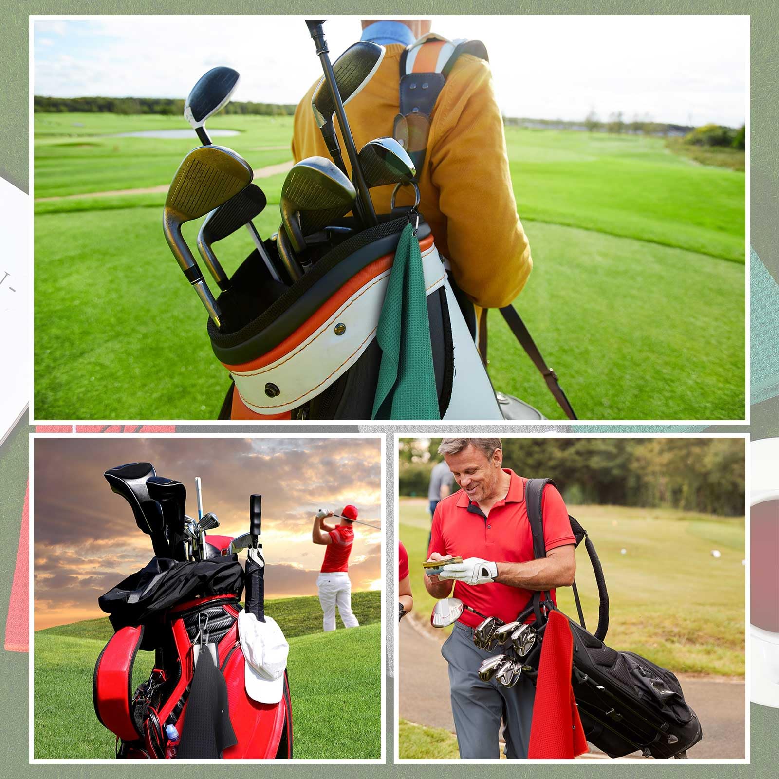 Hosuly 4 Pcs Funny Golf Towel Microfiber Embroidered Golf Ball Towels for Golfbags with Clip Golfclub Men Women Birthday Gifts for Golfball Fan Retirement Present 24 x 16 Inch