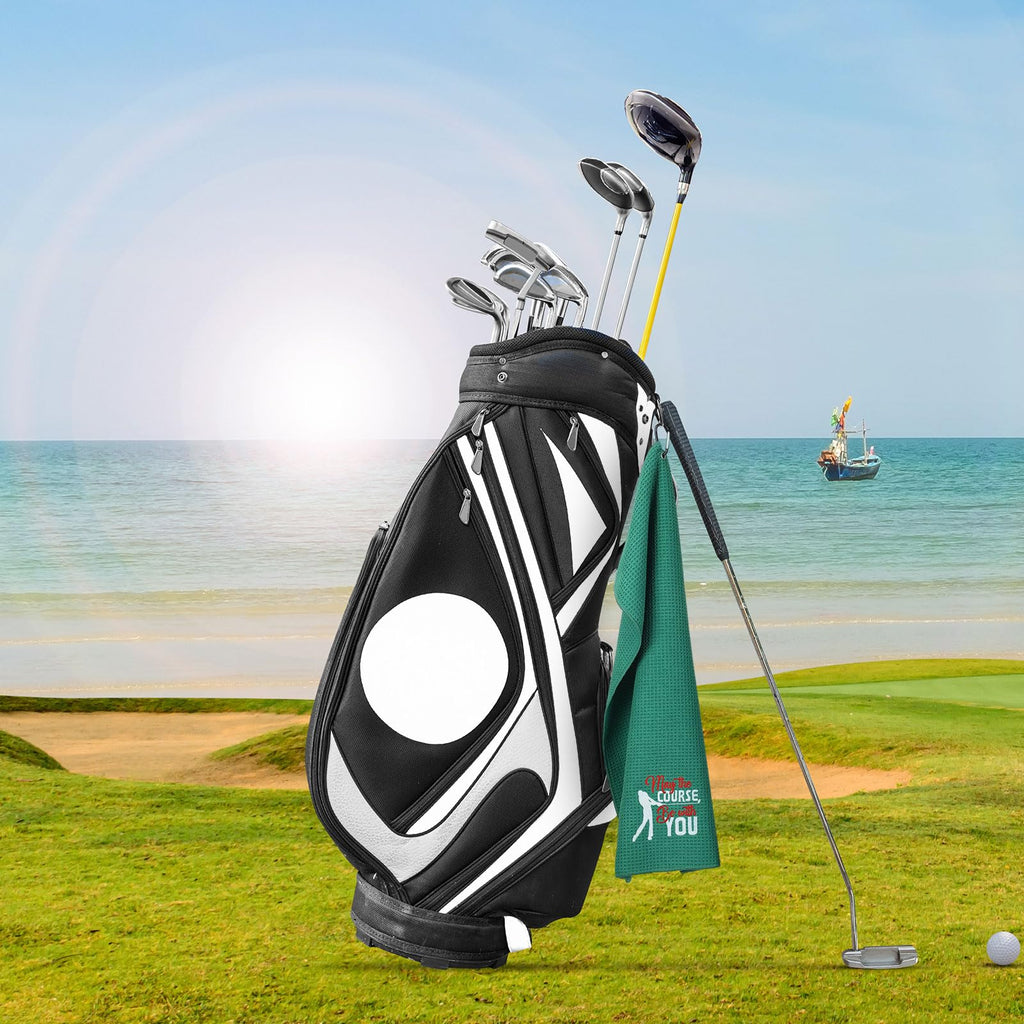 Hosuly 4 Pcs Funny Golf Towel Microfiber Embroidered Golf Ball Towels for Golfbags with Clip Golfclub Men Women Birthday Gifts for Golfball Fan Retirement Present 24 x 16 Inch