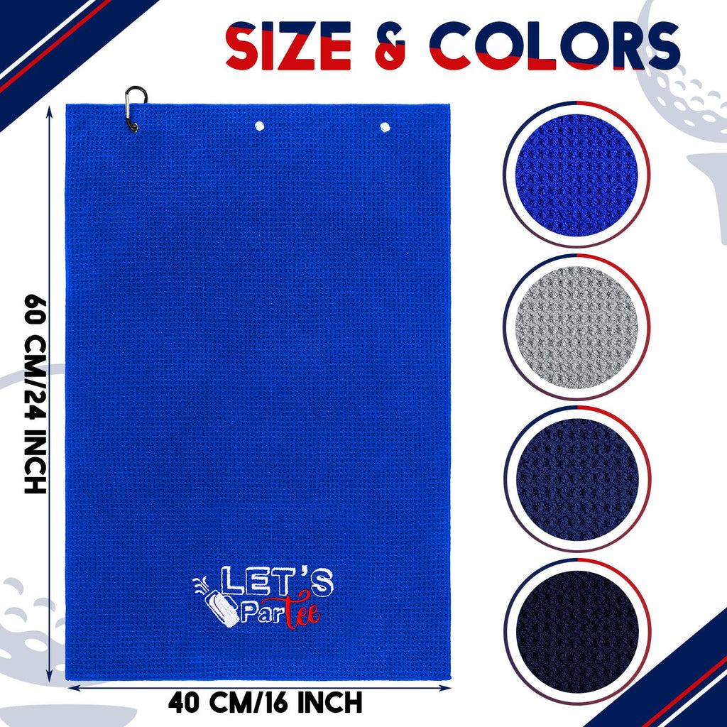 Hosuly 4 Pcs Funny Golf Towel Microfiber Embroidered Golf Ball Towels for Golfbags with Clip Golfclub Men Women Birthday Gifts for Golfball Fan Retirement Present 24 x 16 Inch
