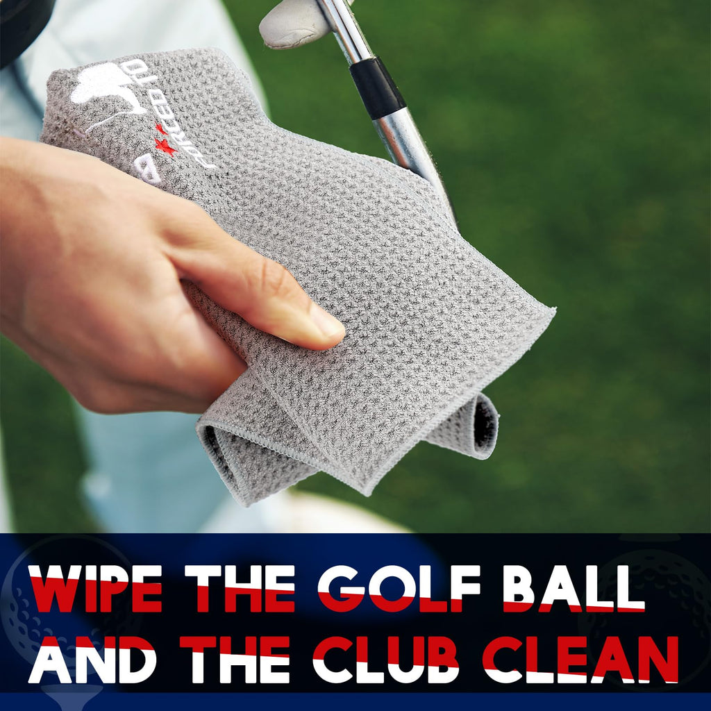 Hosuly 4 Pcs Funny Golf Towel Microfiber Embroidered Golf Ball Towels for Golfbags with Clip Golfclub Men Women Birthday Gifts for Golfball Fan Retirement Present 24 x 16 Inch