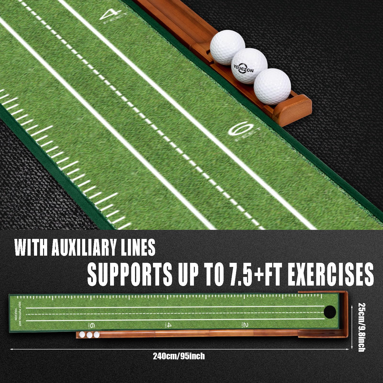 Putting Green Indoor,Golf Putting Mat with Auto Ball Return,Premium Crystal Velvet Surface, Practice Putting mat, Perfect Training Aid & Gift for Golf Lovers Christmas