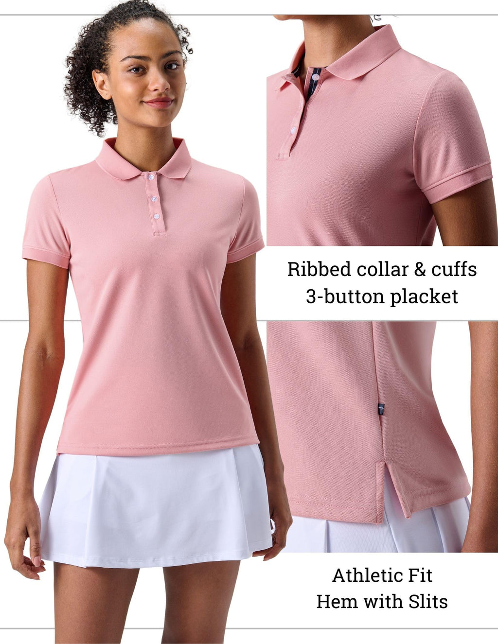3 Pack Women's Athletic Dry Fit Polo Shirts, Wicking Short Sleeve Collared Golf T Shirt Tennis Tops