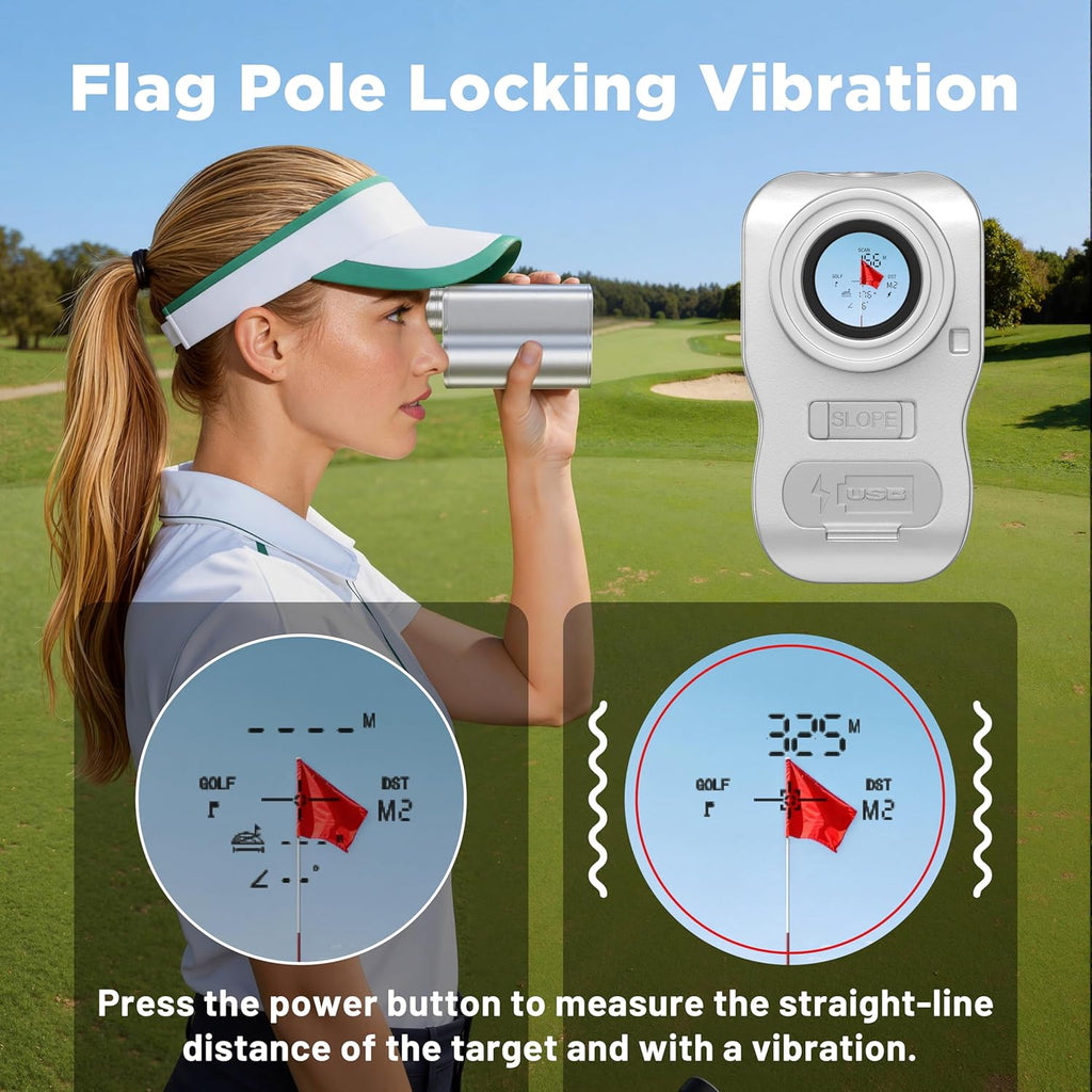 Premium Metal Golf Rangefinder with Slope - Aerospace-Grade Aluminum Body,USB-C Rechargeable Laser Range Finder,1200 Yards Range Finder, Pin Lock Vibration & Ultra-Strong Magnet, USGA Tournament Legal