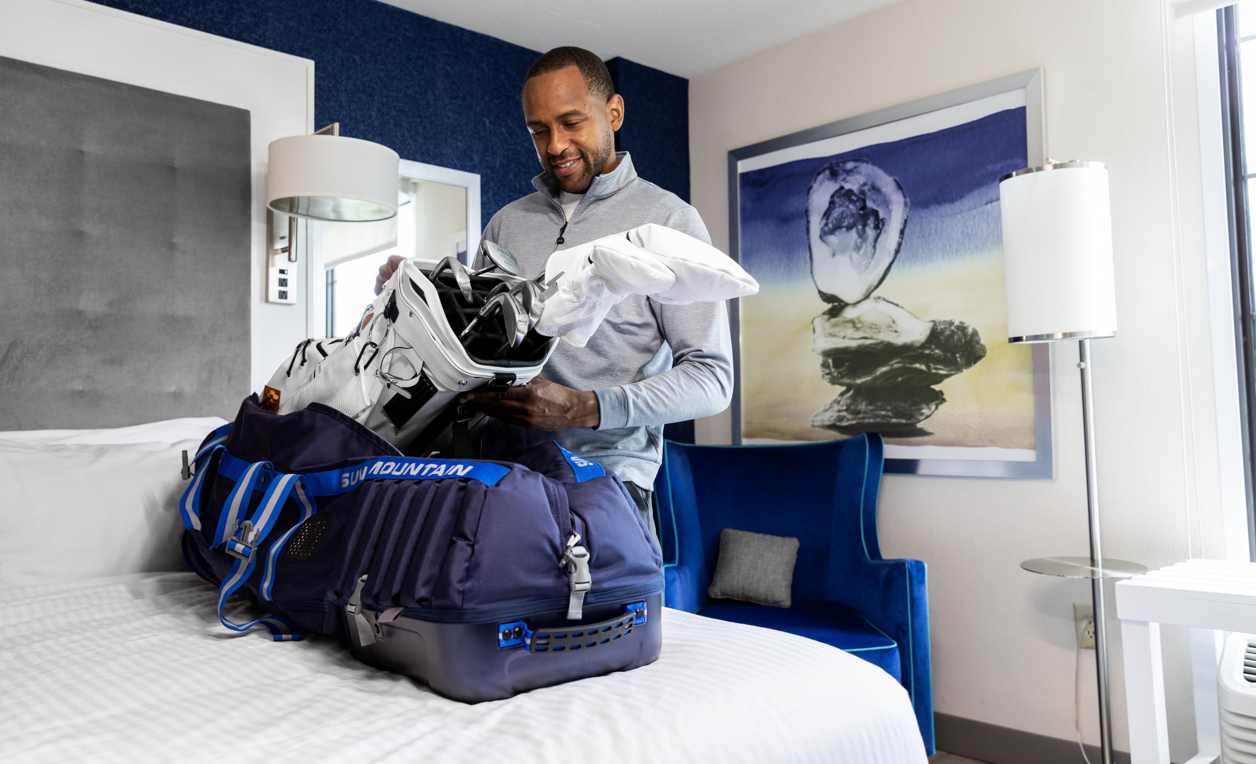 Sun Mountain Kube Golf Travel Bag - 2-Wheel Rolling System, Kube Folding Hard Shell for Easy Storage, Compact Protection & Travel Convenience