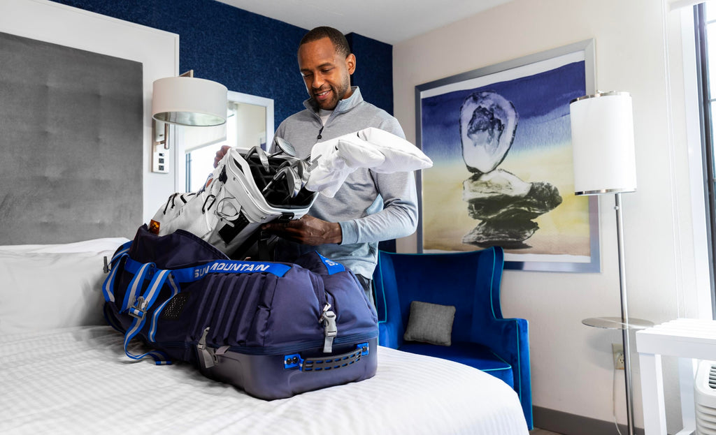 Sun Mountain Kube Golf Travel Bag - 2-Wheel Rolling System, Kube Folding Hard Shell for Easy Storage, Compact Protection & Travel Convenience