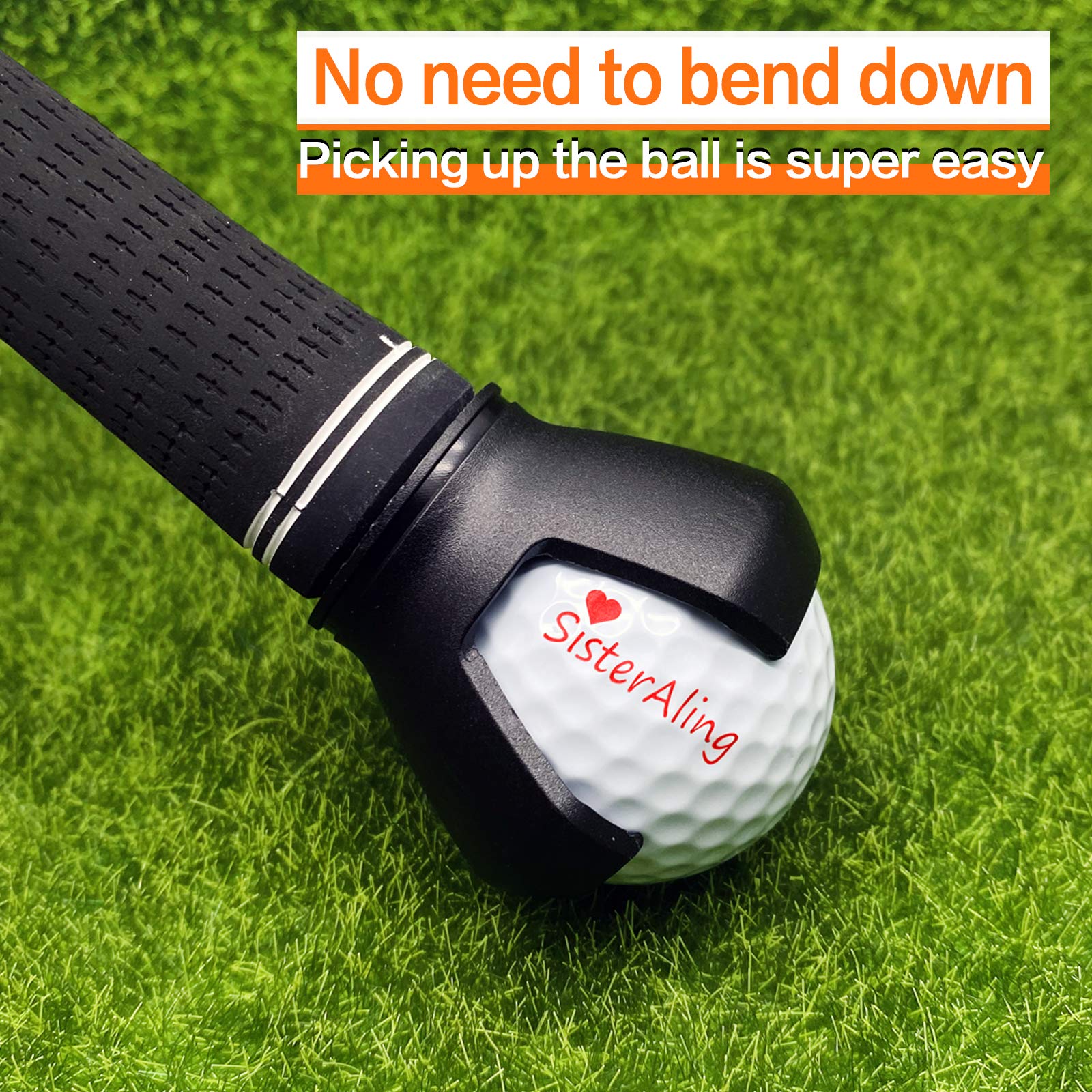 3-Prong Golf Ball Retriever Grabber Pick Up,Back Saver Claw Put On Putter Grip,Suction Cup Ball Grabber,Sucker for Golf Screws Tool