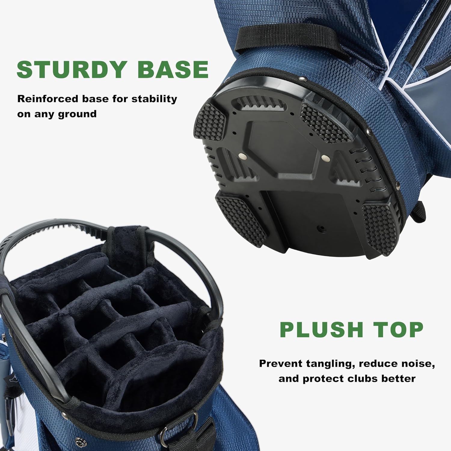 14-Way Golf Cart Bag with Full Length Divider, Premium PU Leather Golf Bag with Plush Top, Magnetic Pocket and Rain Cover for Men