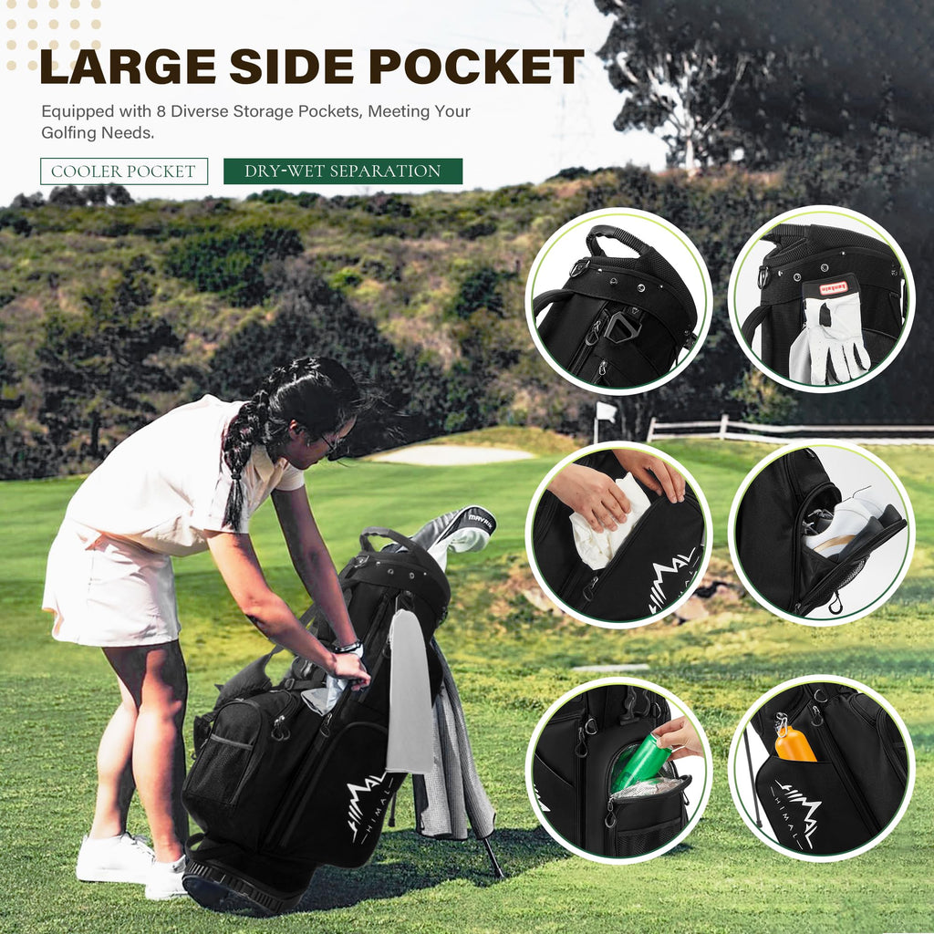 Golf Stand Bag with 7 Way Top Dividers, Lightweight Golf Bags for Men Women with Multiple Pockets, Dual Straps