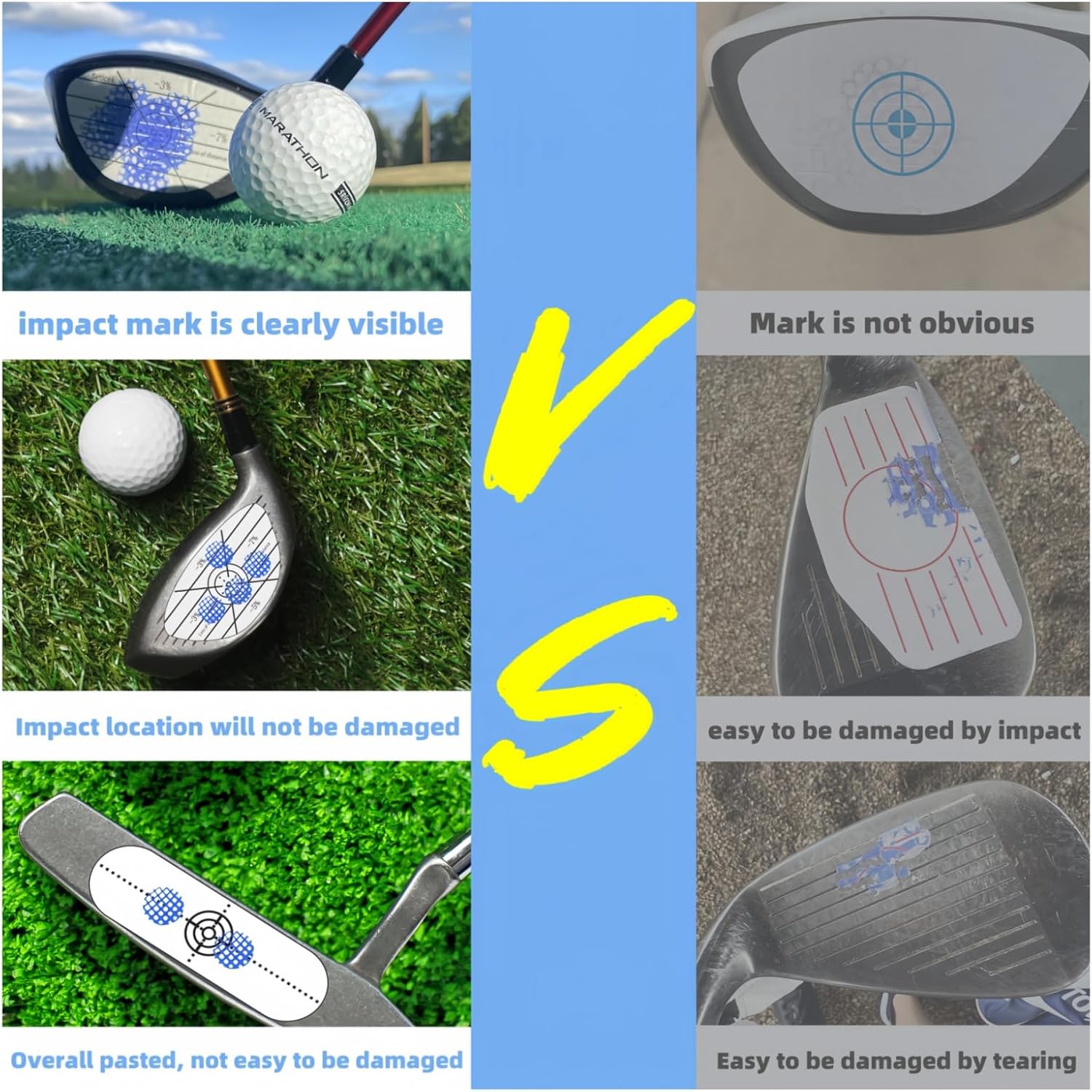 Golf Impact Tape Labels 180 PCS Golf Impact Stickers for Swing Training Improve Golf Swing Accuracy Distance Sticky Golf Pro Club Sweet Spot Consistency Analysis
