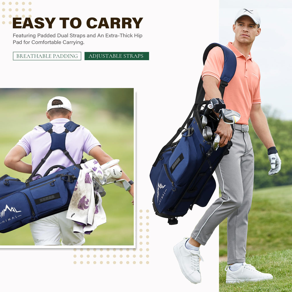 Golf Stand Bag with 7 Way Top Dividers, Lightweight Golf Bags for Men Women with Multiple Pockets, Dual Straps