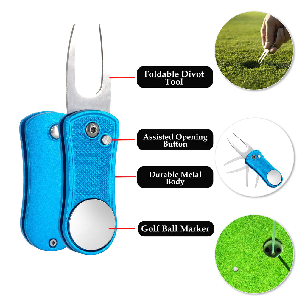 Golf Essentials Kit | Must-Have Accessories – Water Brush, Towel, Club Brush, Ball Marker, Divot Repair Tool, Ball & Tee Holder, Golf Gifts for Men & Women