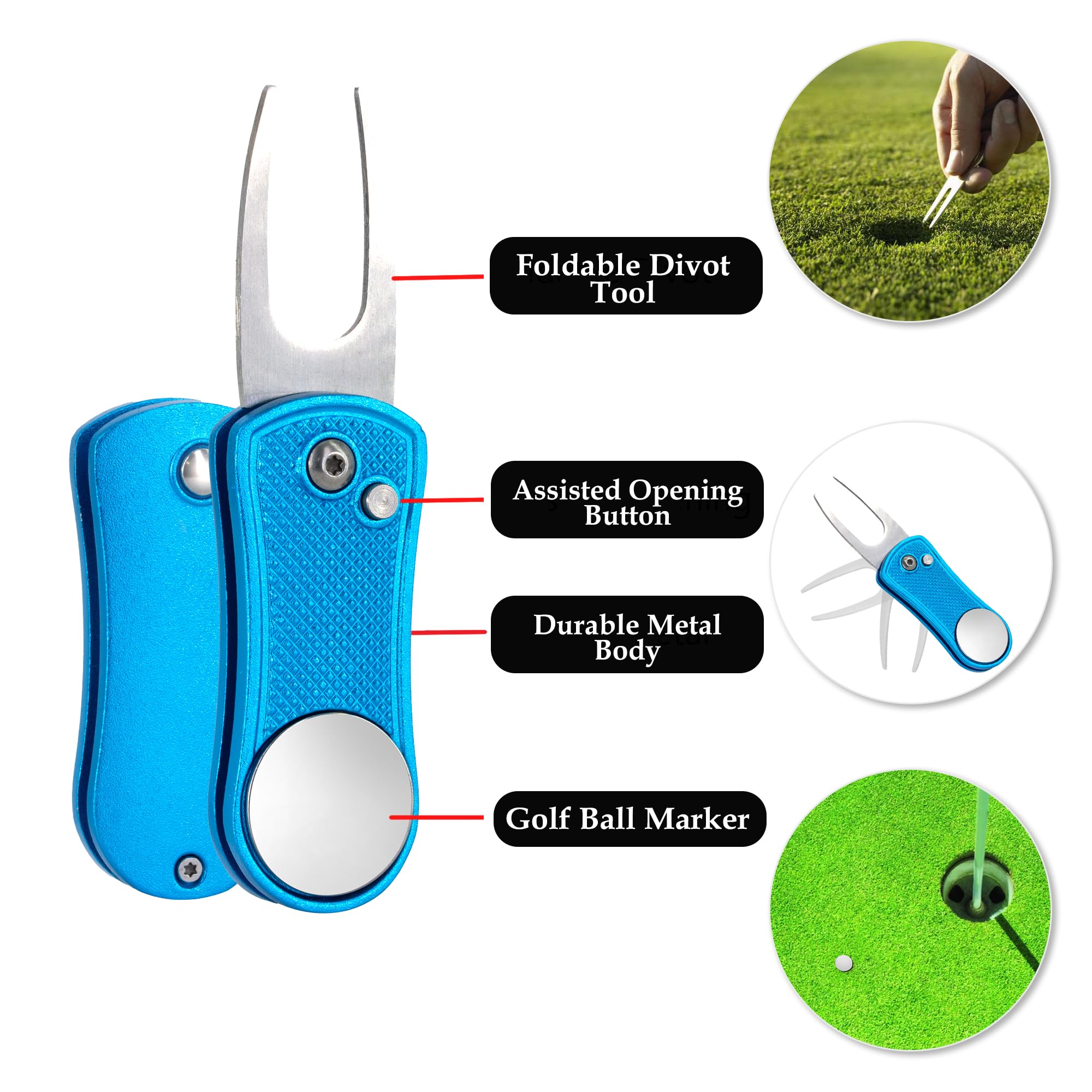 Golf Essentials Kit | Must-Have Accessories – Water Brush, Towel, Club Brush, Ball Marker, Divot Repair Tool, Ball & Tee Holder, Golf Gifts for Men & Women