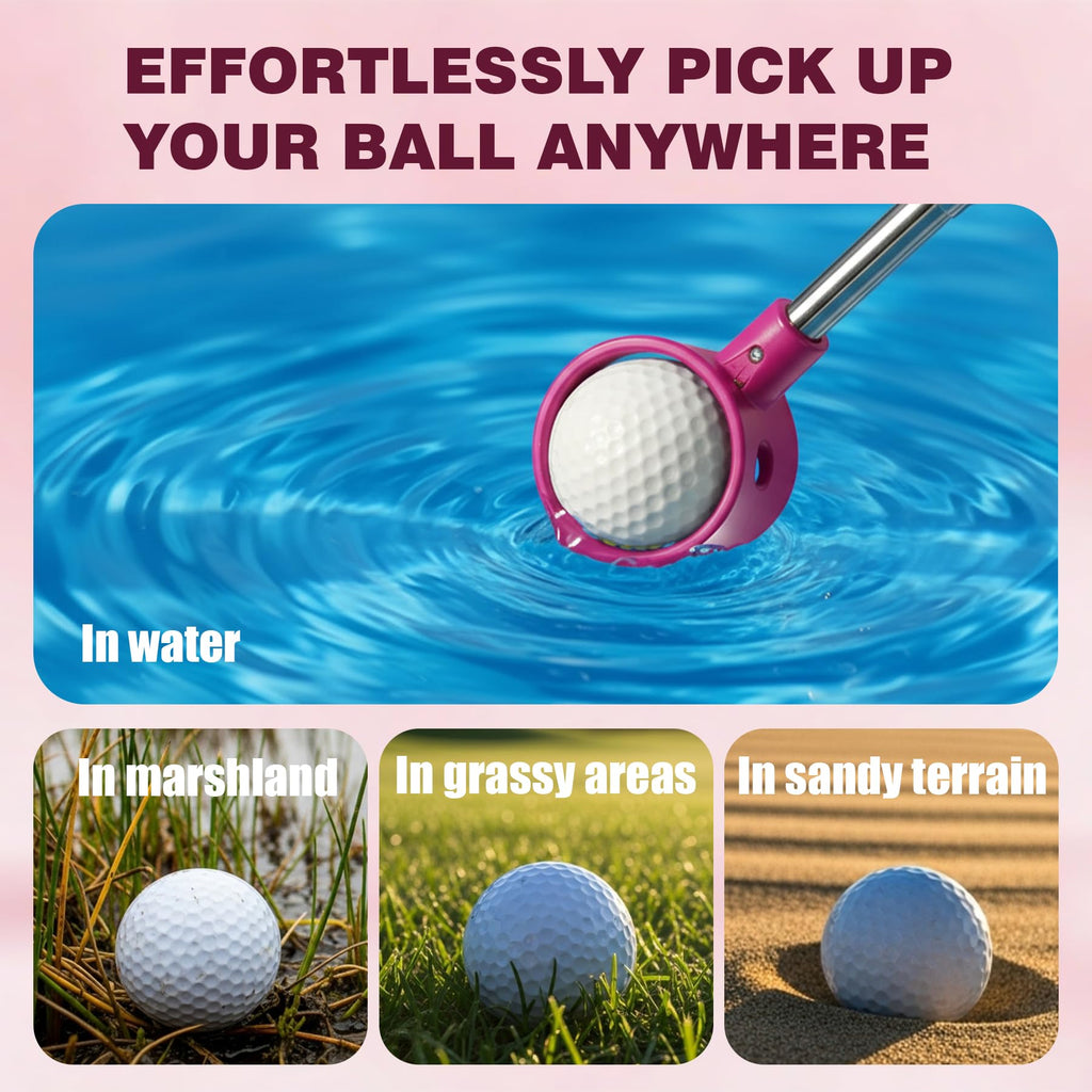 Golf Ball Retriever Telescopic for Water, GolfBall Grabber Tool, Golf Accessories Gifts for Women, Men & Golfers, Golf Balls Picker with Stainless Steel Shaft&Non-Slip Rubber Grip
