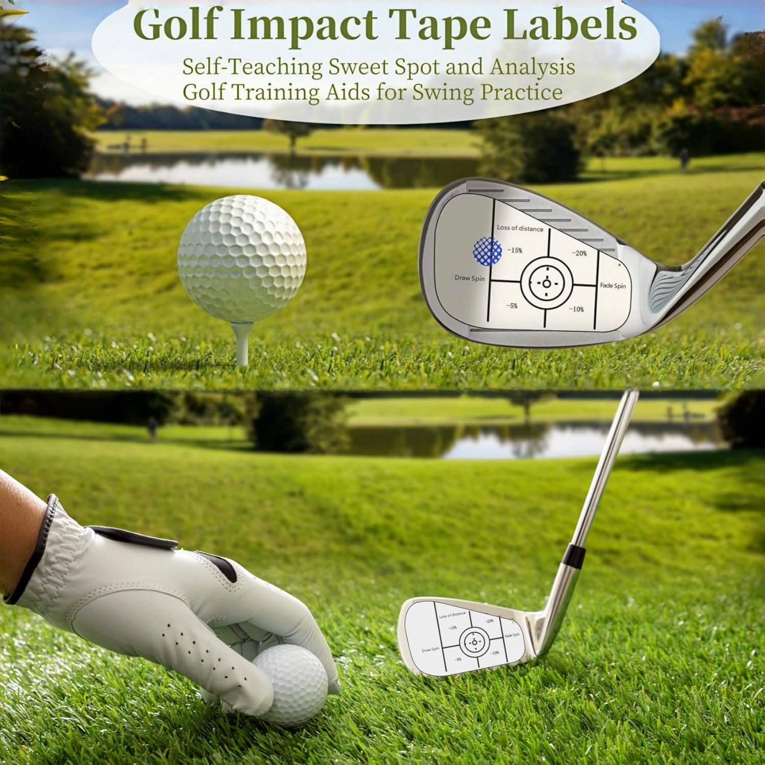 Golf Impact Tape Labels 180 PCS Golf Impact Stickers for Swing Training Improve Golf Swing Accuracy Distance Sticky Golf Pro Club Sweet Spot Consistency Analysis