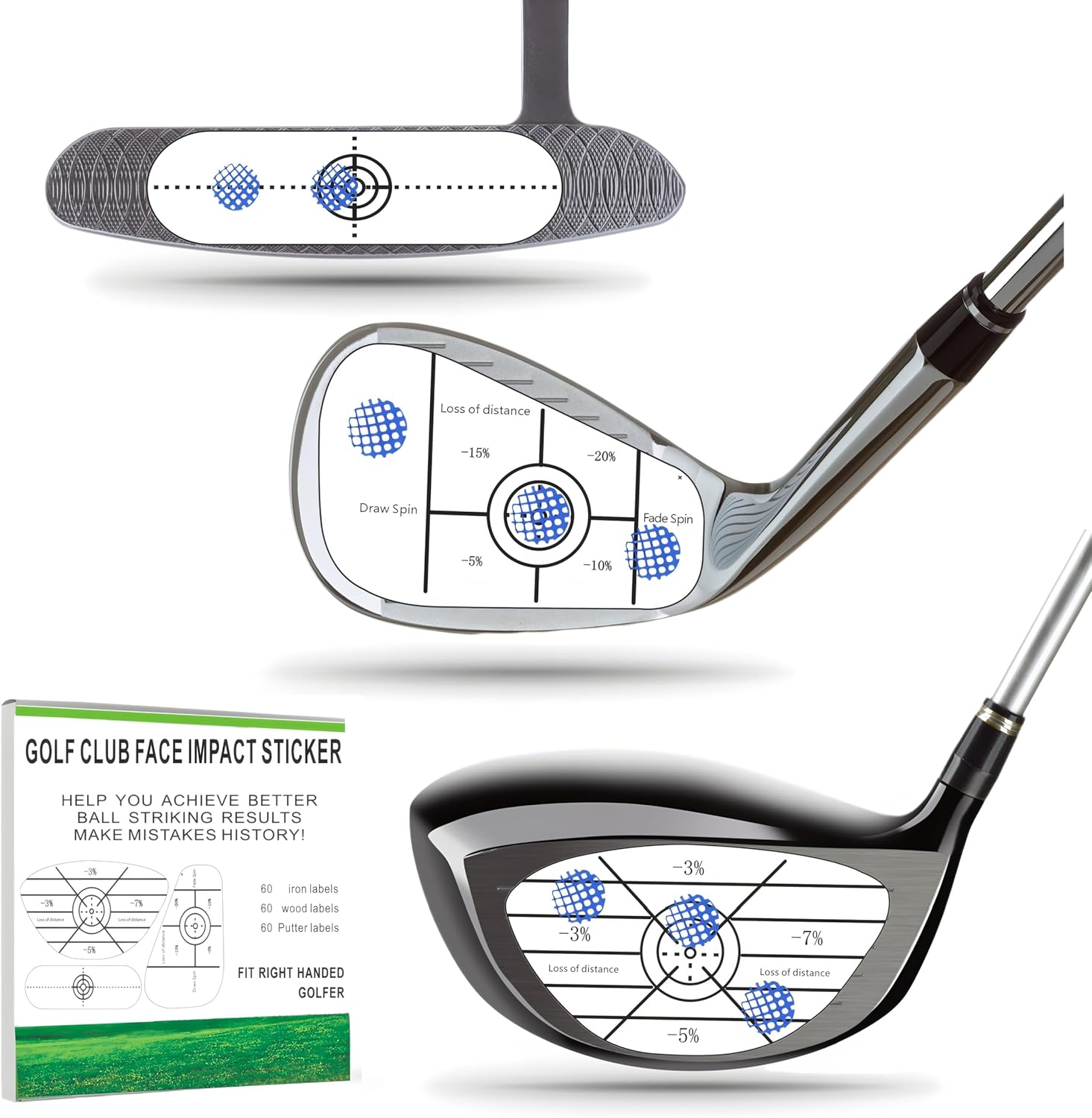 Golf Impact Tape Labels 180 PCS Golf Impact Stickers for Swing Training Improve Golf Swing Accuracy Distance Sticky Golf Pro Club Sweet Spot Consistency Analysis