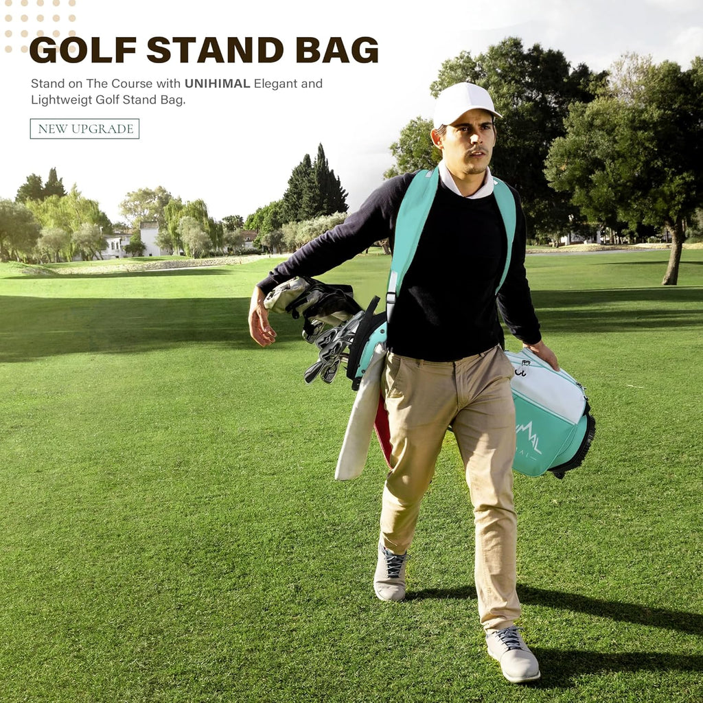 Golf Stand Bag with 7 Way Top Dividers, Lightweight Golf Bags for Men Women with Multiple Pockets, Dual Straps