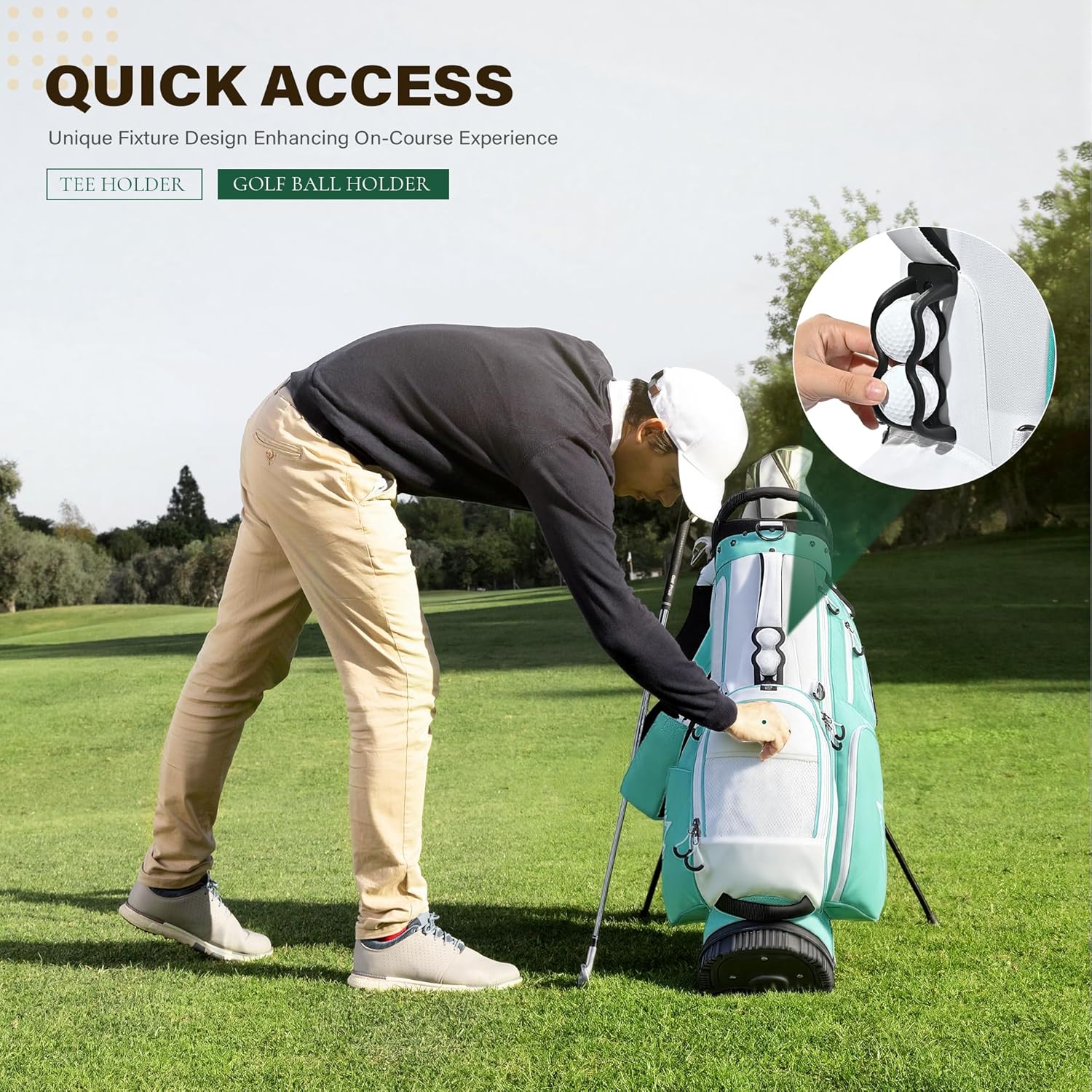 Golf Stand Bag with 7 Way Top Dividers, Lightweight Golf Bags for Men Women with Multiple Pockets, Dual Straps