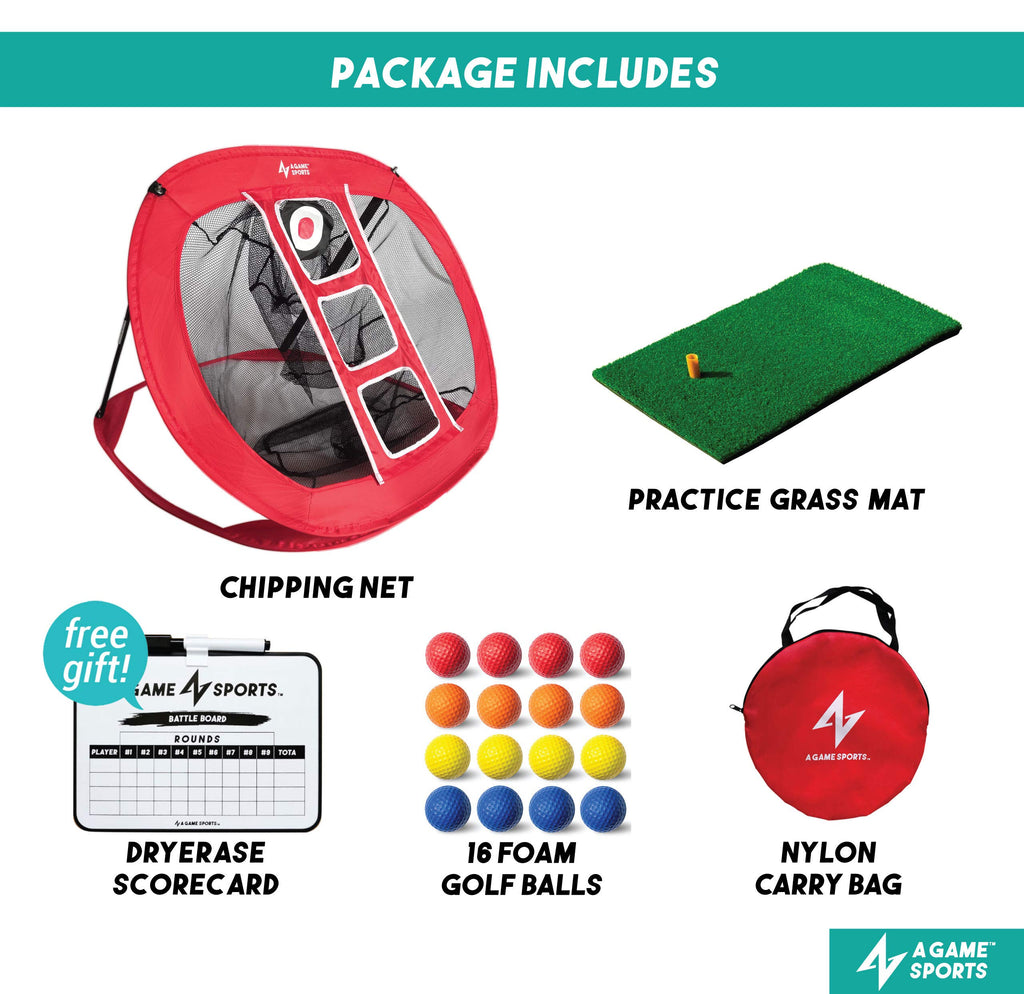 Golf Chipping Net with Mat - Practice Net for Backyard & Indoor/Outdoor Swing Training