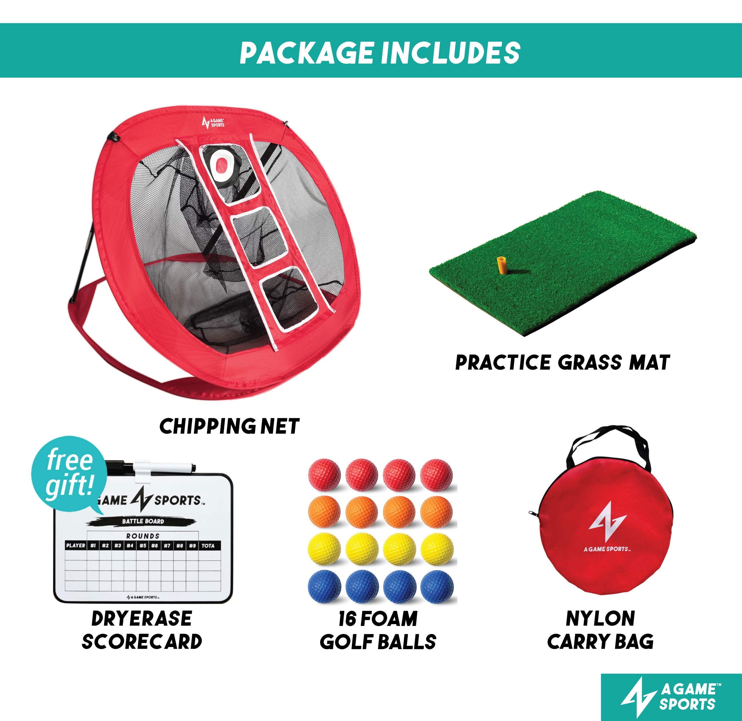 Golf Chipping Net with Mat - Practice Net for Backyard & Indoor/Outdoor Swing Training