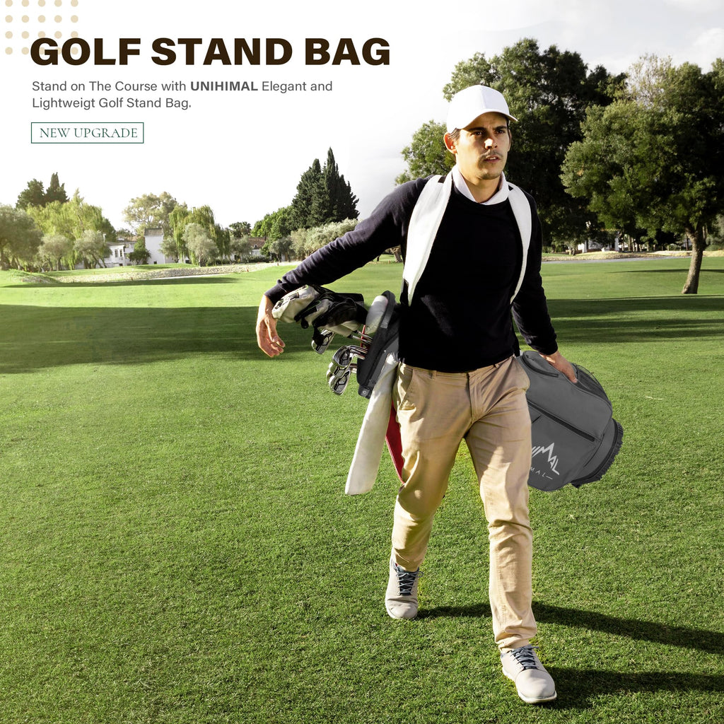 Golf Stand Bag with 7 Way Top Dividers, Lightweight Golf Bags for Men Women with Multiple Pockets, Dual Straps