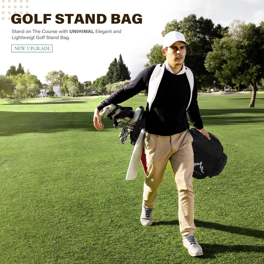 Golf Stand Bag with 7 Way Top Dividers, Lightweight Golf Bags for Men Women with Multiple Pockets, Dual Straps