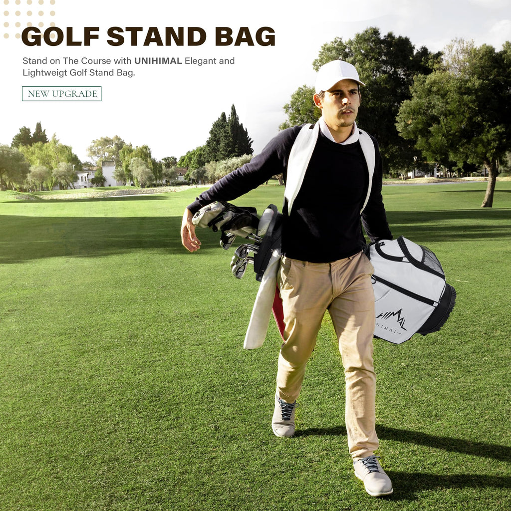 Golf Stand Bag with 7 Way Top Dividers, Lightweight Golf Bags for Men Women with Multiple Pockets, Dual Straps