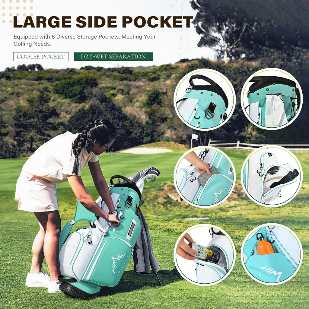 Golf Stand Bag with 7 Way Top Dividers, Lightweight Golf Bags for Men Women with Multiple Pockets, Dual Straps