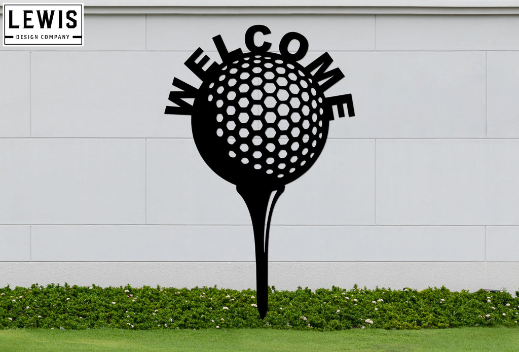 Golf Ball and Tee Welcome Sign