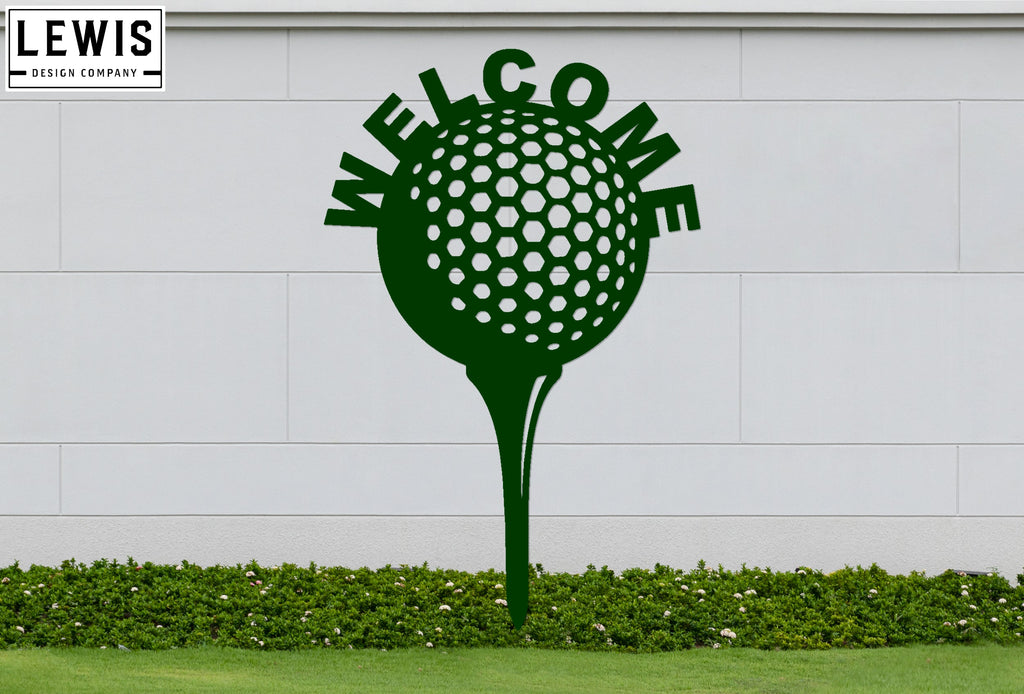 Golf Ball and Tee Welcome Sign