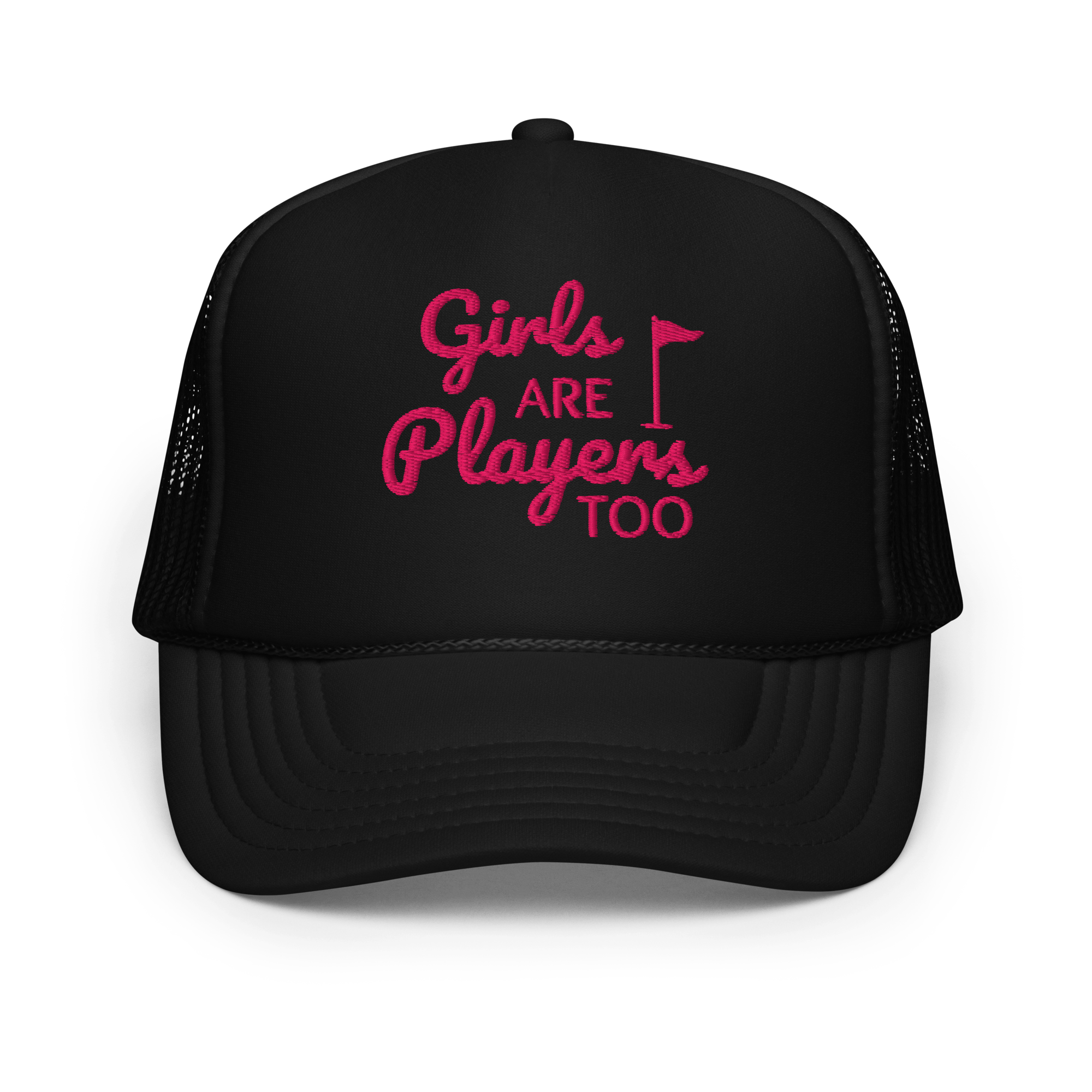 Girls Are Players, Too Embroidered Golf Trucker Hat