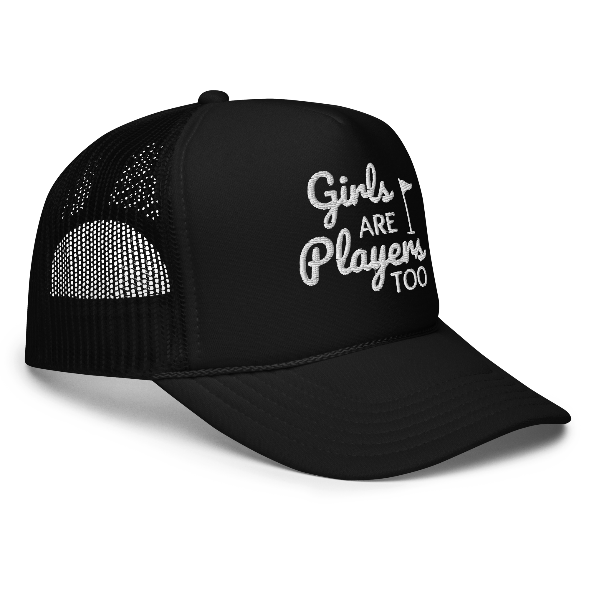 Girls Are Players, Too Embroidered Trucker Hat