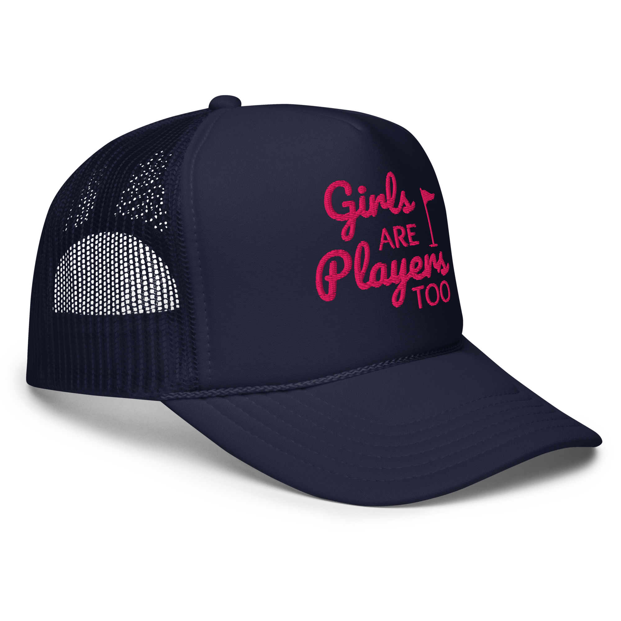 Girls Are Players, Too Embroidered Golf Trucker Hat