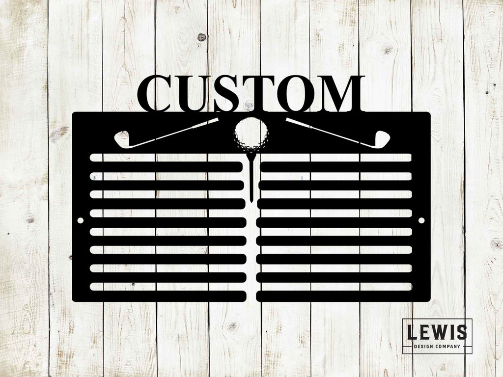 Golf Scorecard Display With Clubs Custom Name Metal Sign